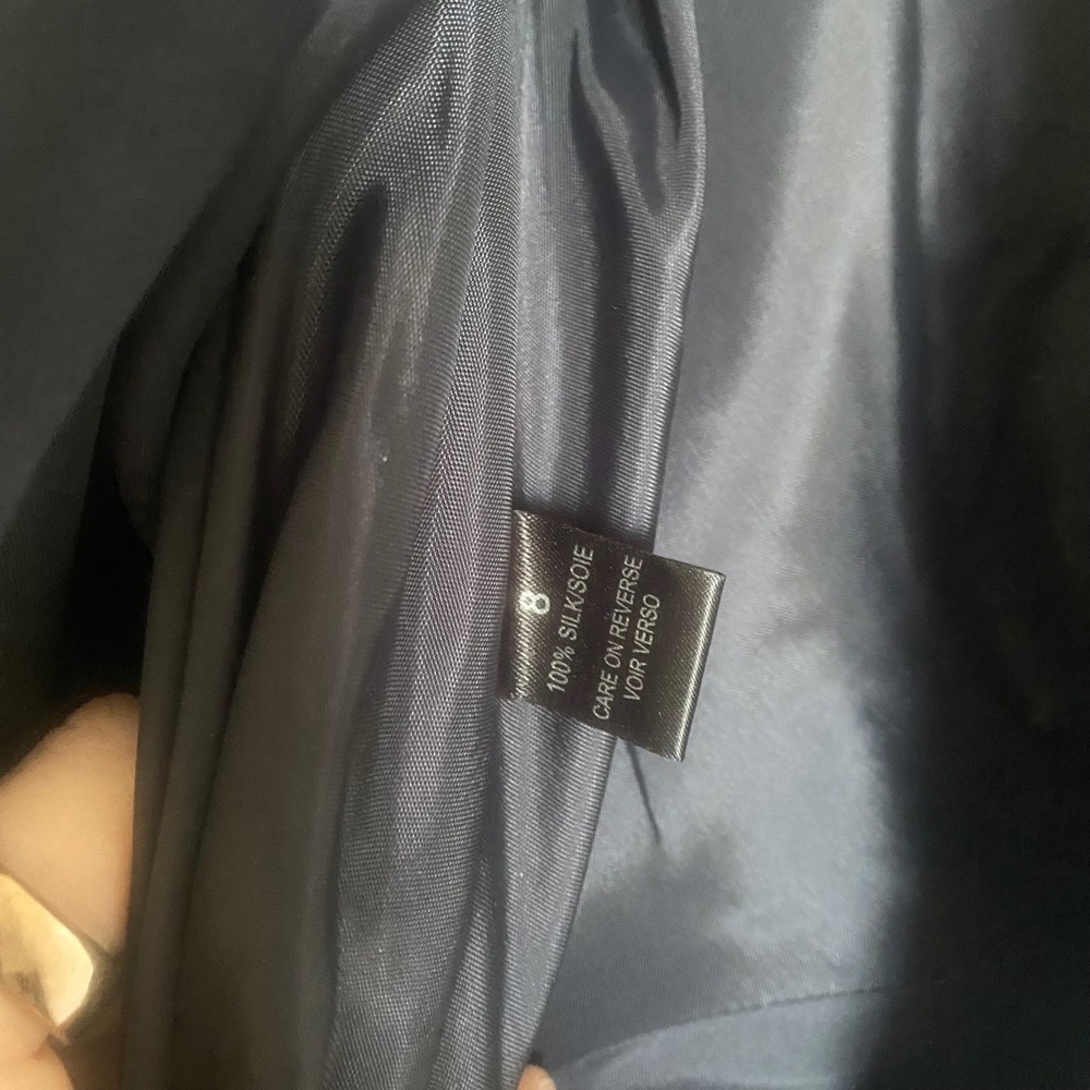 Elie Tahari 100% Silk Navy Blue Maxi Dress Sleeveless Bridesmaid Formal Size 8 - Picture 5 of 11